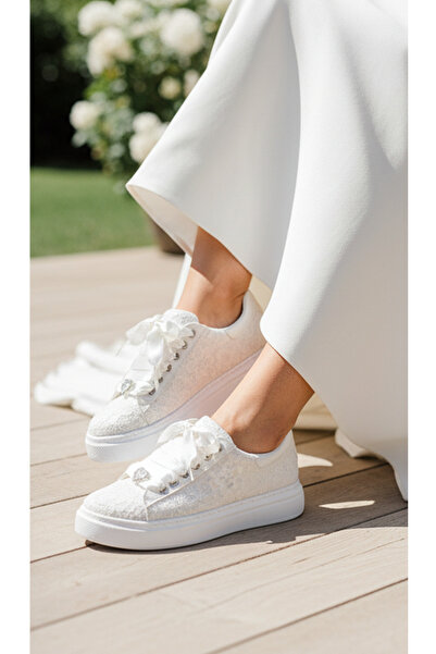 Stilo Comfortable Evening Dress Shoes Ivory Floral Sports Bridal Shoes Flat S...