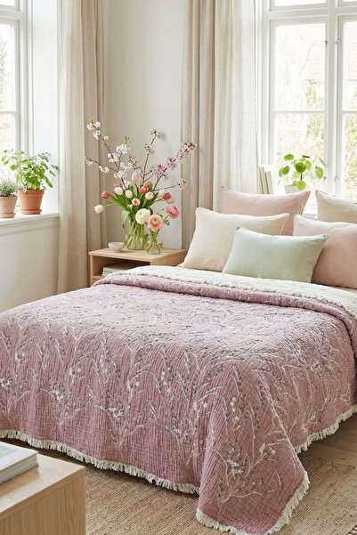 Destiva Home 5 Layers Filled Muslin Double Bedspread 220X240 cm 100% Cotton D...