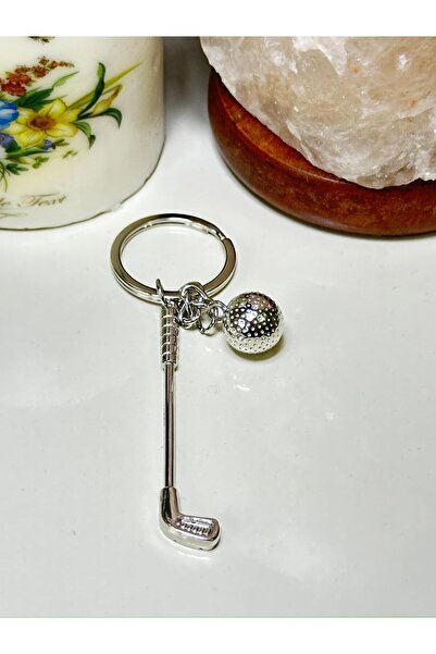 anahtarlık evreni Golf Club & Ball, Golf Sport Silver Color Metal Keychain