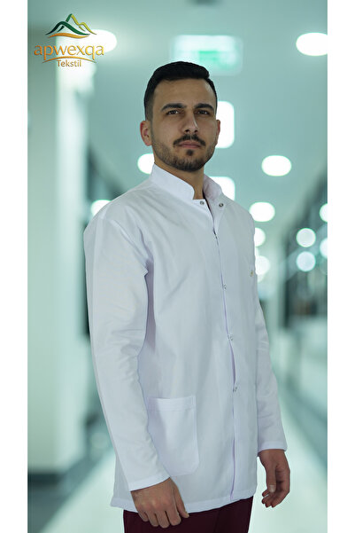 apwexqa tekstil Men's Alpaca Collar Long Sleeve Short Coat Doctor Teacher Pha...