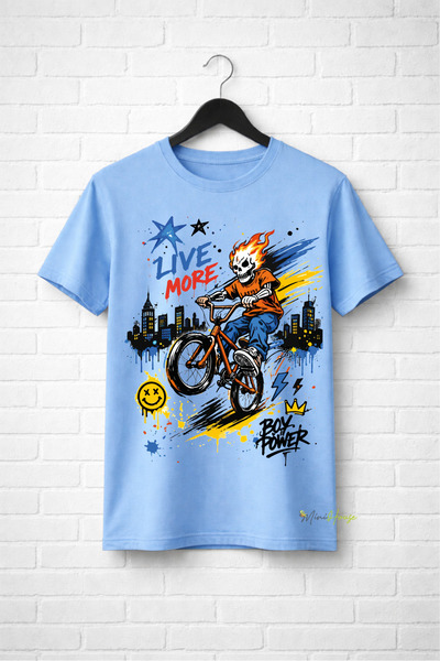 CACTUS COLLECTION Oversize T-Shirt with Bicycle and Skull Print