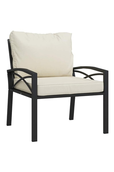 vidaxl Scaun de grădină cu perne nisipiu, 68x76x79 cm, oțel