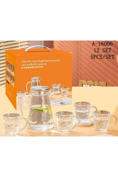 GIA'S WORLD Lemonade pitcher (1600 ml) + 4 cups (295 ml), glass