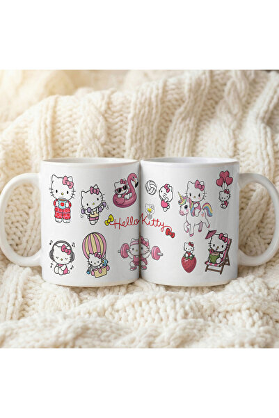 esticker Hello Kitty Konseptli Temalı Dekoratif | Hediyelik Kupa Bardak