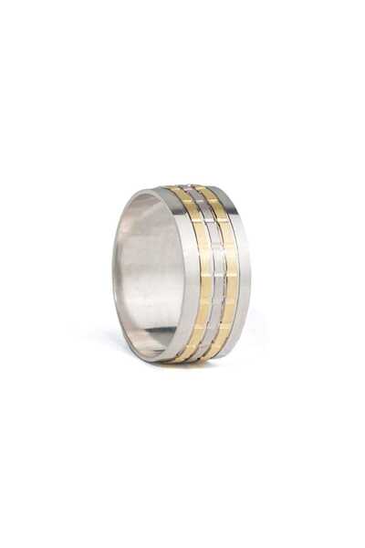 artemis gümüş 14 K Beyaz Altın Kaplama 925 Ayar Gümüş Çift Renk 7 Mm Alyans