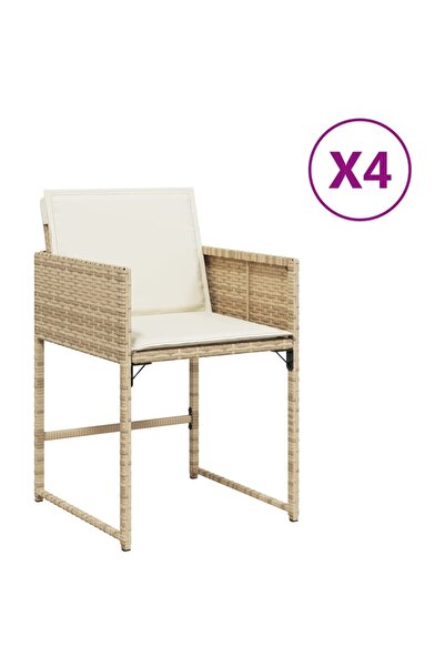 vidaxl Scaune de grădină cu perne, 4 buc., bej, poliratan
