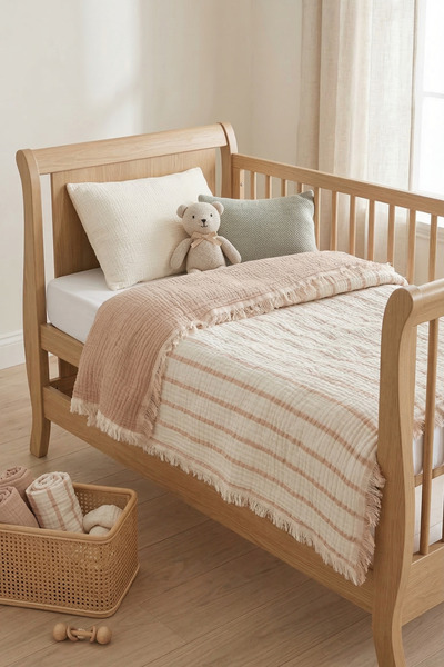 Destiva Home بطانية أطفال من الموسلين 4 طبقات مقاس 100×120 سم 100% قطن مزدوجة...