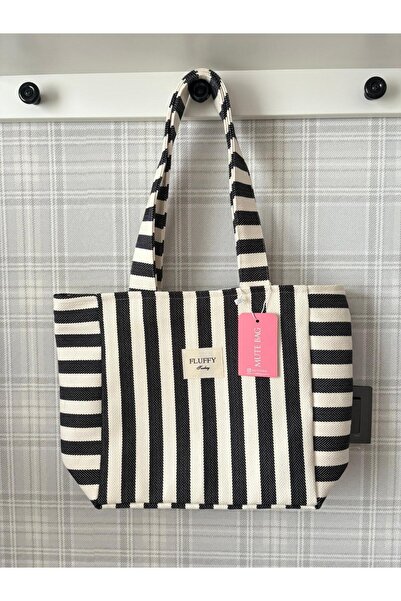 MUTE BAG Striped Canvas Tote Bag / Women's Shoulder Bag (40 * 28) (Handle 60 cm)