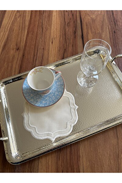 NURHAN HOME COLLECTION 6 Double Row Embroidered Coffee Side Cocktail Presenta...