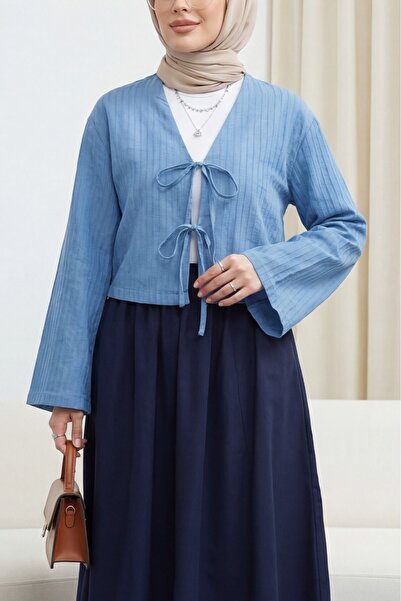 HİJABAYA Μπλούζα με δαντέλα μπροστά, ημιδιαφανής, με μανίκια βολάν