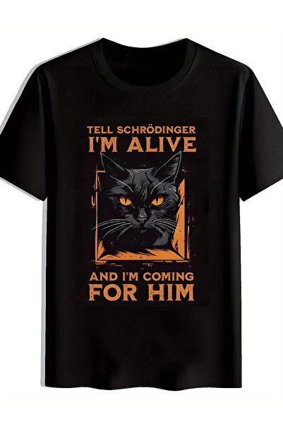 GALASHOP تي شيرت رجالي مطبوع عليه موضوع الميكانيكا الكمية ذو ياقة دائرية