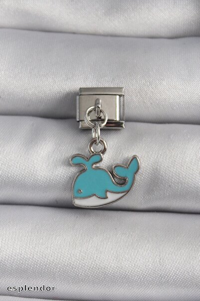 esplendor إكسسوار سوار من الفولاذ المقاوم للصدأ بتصميم الحوت الأزرق