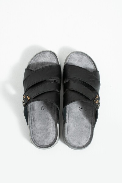 birrbazaar Men's Orthopedic Buckle Slippers with Stitched Synthetic Leather –...