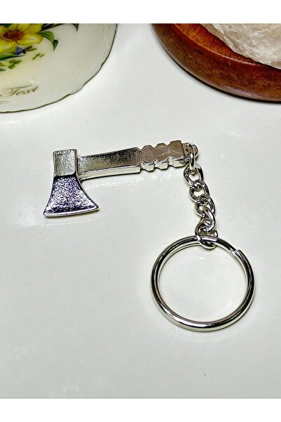 anahtarlık evreni Old Style Silver Metal Keychain with Wood Axe Figure