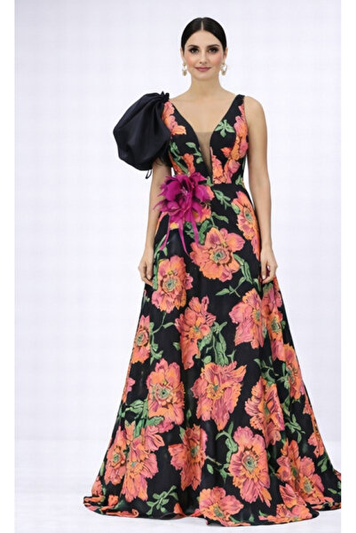 STARLİFE KADIN ABİYE 2 PARÇA PELERİNLİ DESENLİ MİNİ VE UZUN DAVET ELBİSESİ