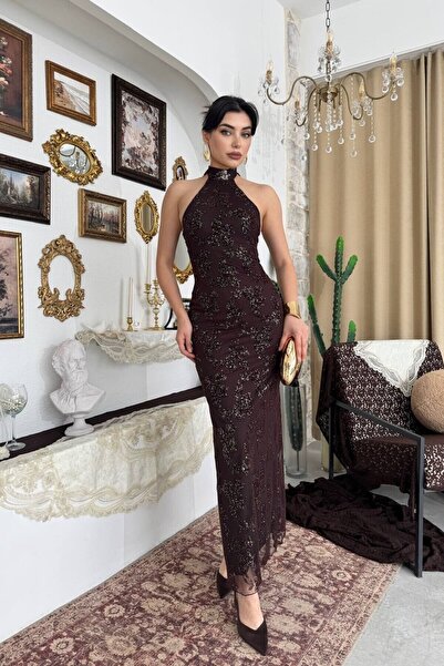 Lady Pixie Boyun Bağlamalı Desenli Elbise