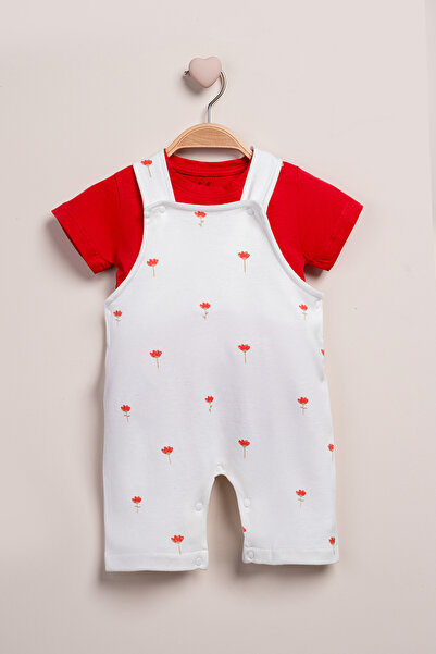 Baby Fou طقم سالوبيت للفتيات الصغيرات بنقشة الزهور مكون من قطعتين