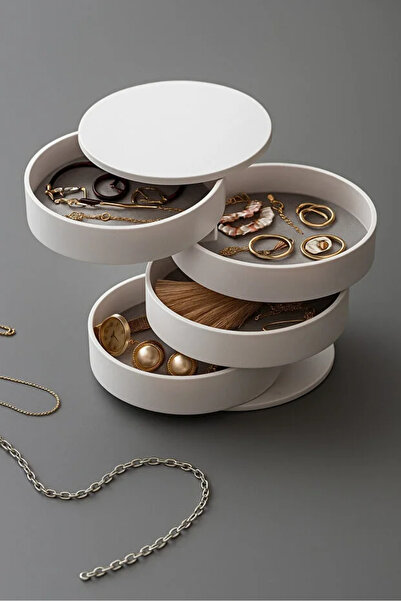 LEON LİFE 4 Tier Rotating Jewelry Organizer Stylish Jewelry Box Organizer - W...