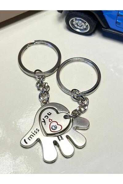 anahtarlık evreni Couple, Dear Miss You Themed Puzzle Hand Figure Silver Colo...