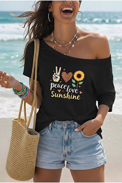 FUFLUNS ΓΥΝΑΙΚΕΙΟ ΜΠΛΟΥΖΑΚΙ ΥΠΕΡΜΕΓΕΘΕΣ ΜΕ ΣΤΑΜΠΑ "PEACE LOVE SUNSHINE " ΚΑΙ ...