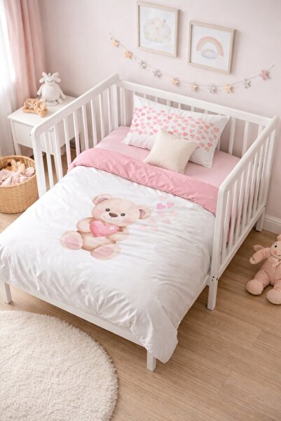 Pure Boutique Σετ κλινοσκεπασμάτων κούνιας για κοριτσάκι, 3 τεμαχίων, 100% βα...