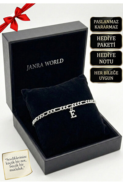 JANRA WORLD Lettering Stainless Steel Bracelet, Tarnish Resistant, Silver Col...