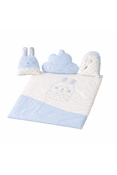 Pure Boutique Set patut bebe albastru 7 piese protectie laterala perne decorative plapuma 100 bumbac