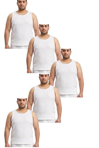 RELAXL 2Xs-10Xl Men's White Undershirt 100% Cotton Soft Muslin Pack of 5