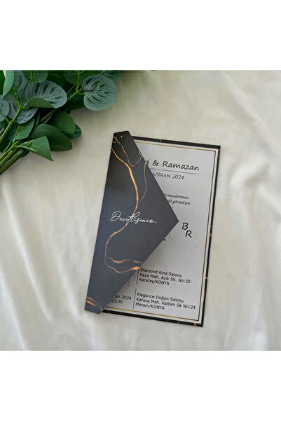 İKLİM DAVETİYE Mirel Baskılı Düğün, Nikah, Nişan Davetiyesi (50 Adet)