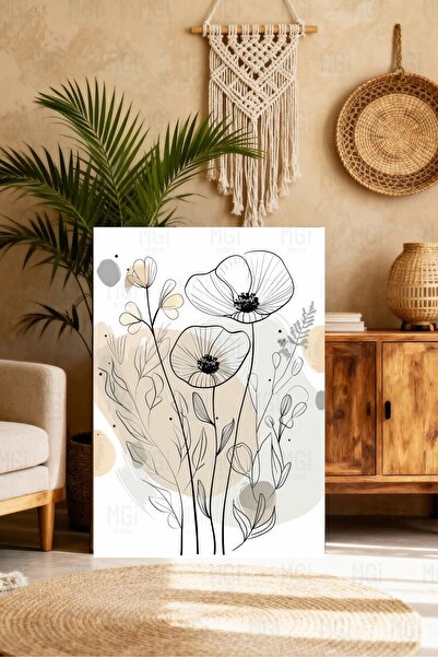 Mgi Design Tablou abstract cu flori pe pânză, decor floral modern de perete