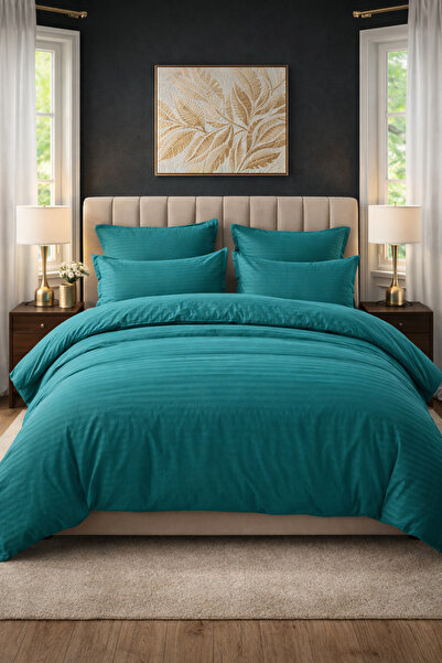 6-Piece Damask Bedding Set with Elastic, Casa Pucioasa, Fine Damask, Luxury Hotel, 4 Pillows miniatura 3