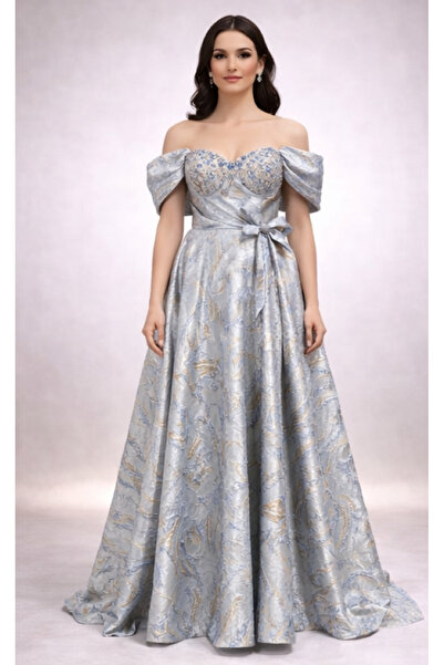 ALFABETA KADIN ABİYE STRAPLEZ GÖGÜS TAŞ AKSESUARLI BROKAR FİYONK DETAYLI ŞIK ...