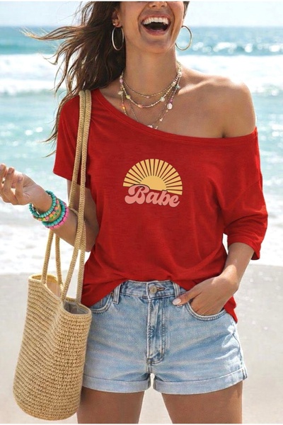 FUFLUNS BABE GÜNEŞ ΕΚΤΥΠΩΤΟ ΥΠΕΡΜΕΓΕΘΕΣ ΓΥΝΑΙΚΕΙΟ T-SHIRT ΜΕ ΛΑΙΜΑΚΙΑ ΠΕΔΙΛΟΥ...