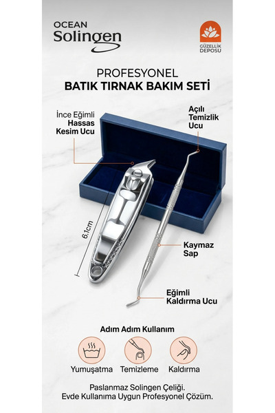 Güzellik Deposu Profesyonel Batık Tırnak Bakım Seti - Paslanmaz Çelik Batık T...