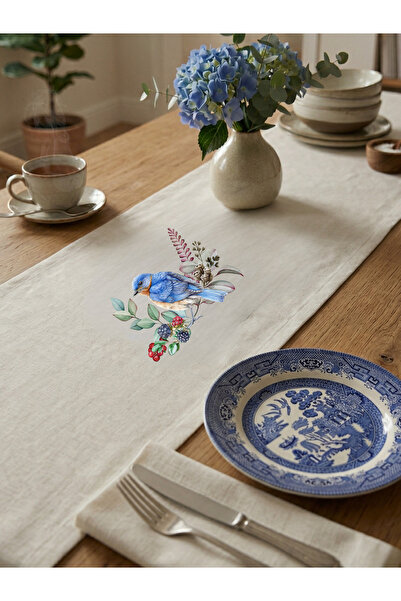 Menar Tasarım Linen Runner 110*40 cm Design Decorative Runner Kitchen and Liv...