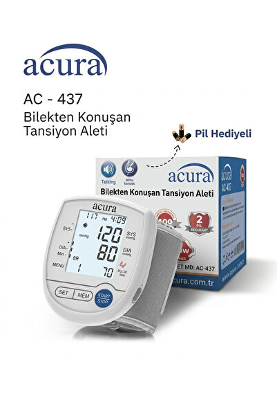 HAYAT MEDİKAL 17 TAŞINABİLİR BİLEKTEN KONUŞAN TANSİYON ALETİ PİL HEDİYELİ AC 437