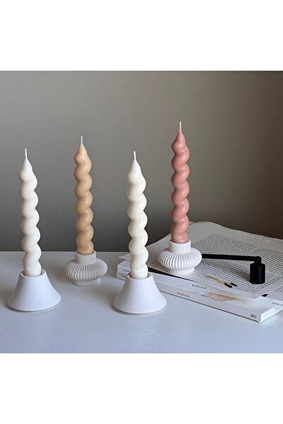 SCA CANDLE Dekoratif mum Burgulu Şamdan Mum koyu pembe 2 Kili