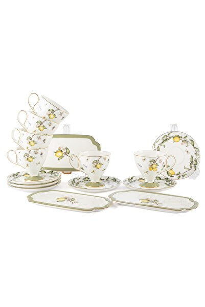 esdekor Sunleaf 5 Pcs 2-Piece Coffee Cup Set 90Cc Kitchen Decoration