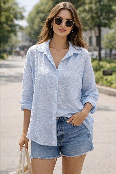 sunfyre Women's Oversize Wide Fit Long Sleeve Wrinkle Effect Shirt Sun312