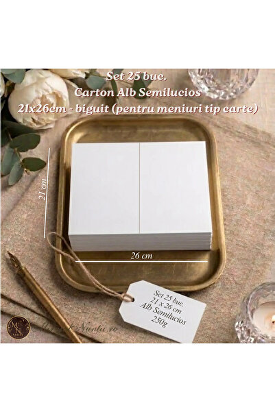 Proprie Set 25 Bucăți Carton Alb Semilucios Premium 21 x 26 cm 'Elegance Whit...