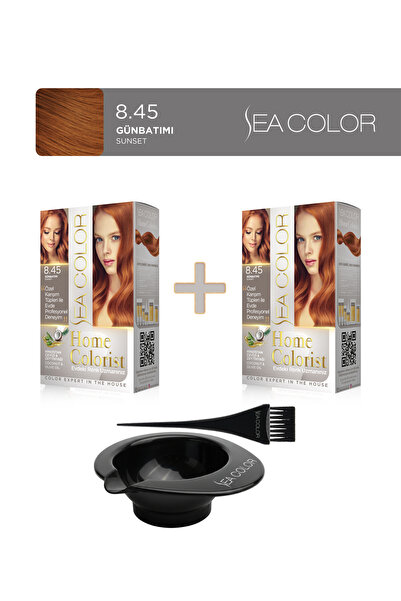 Sea Color 2'li Paket Home Colorist Set Saç Boyası 8.45 Günbatımı, Boya Tası v...