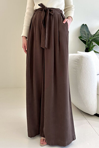 Ovn. Pile Detailed Wide Leg Trousers - Brown
