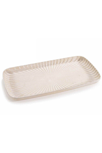 Decorer Antiqued White Wooden Tray 34x17.5 cm
