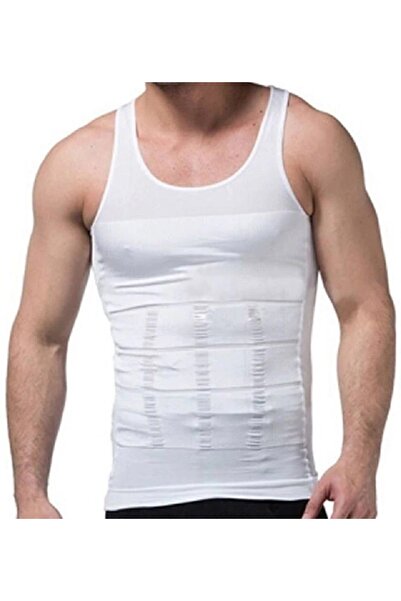 VELORA Men's Shapewear Tank Top Super Elastic Size M White Body Shaper Slim F...