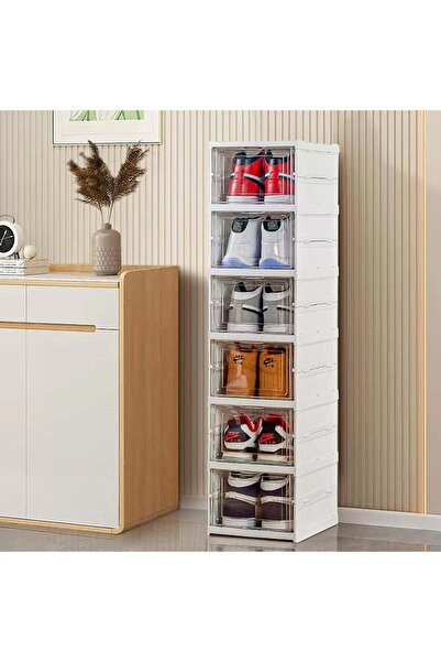 Promagg 6-Layer Foldable Shoe Organizer Made of Clear Plastic