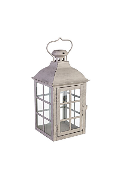 Bizzotto Felinar metalic, sticlă maro taupe, Santarem, 17x17x34 cm