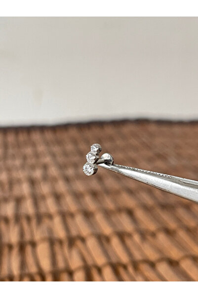 Rupen Kraft Yüksek Kalite G23 Titanium Üç Taş Titanyum 6x1.2mm Labret Piercing