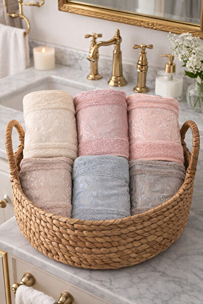 Bikaya Home Medium Jacquard Hand & Face Towel |   50X90 cm |   6 Pieces |   1...