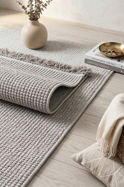 MELARİS HALI Naturel Bukle Halı Yumuşak Örgü Yolluk Loop Bukleli Dokuma Oturm...