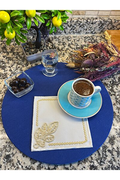 Aylia Home 3 Adet Boncuklu Sunumluk Peçete,Kokteyl Peçete,Kahve Yanı Sunum Pe...